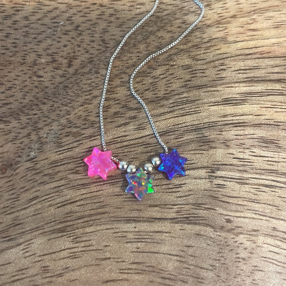 Opal dainty Star of David - multicolored trio - NWOT